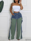 CH5472 Denim contrast drawstring lounge pants