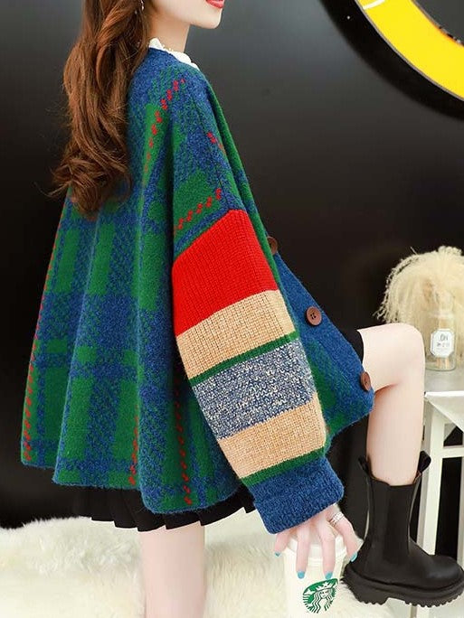 CH5502 CROSS STRIPED PATTERN CARDIGAN