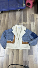 CH5473 Fur Jacket with Denim Blue Inserts