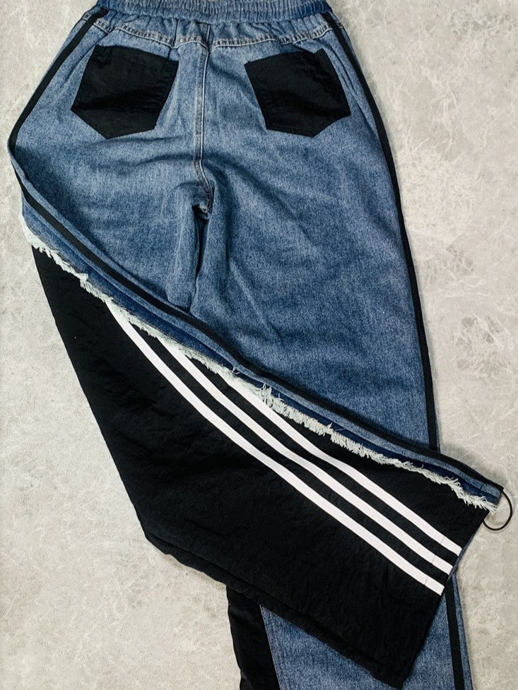 CH5472 Denim contrast drawstring lounge pants