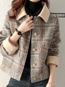 CH5506 Collar Plaid Button Jacket