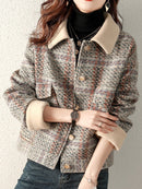 CH5506 Collar Plaid Button Jacket