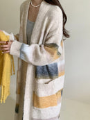 CH5501 Women's Sweaters Color Block Drop Shoulder Longline Cardigan Sweaters