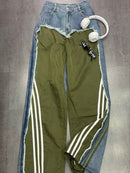 CH5472 Denim contrast drawstring lounge pants