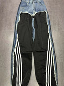 CH5472 Denim contrast drawstring lounge pants