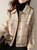 CH5506 Collar Plaid Button Jacket