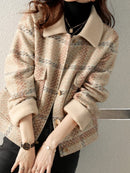 CH5506 Collar Plaid Button Jacket