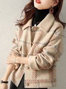 CH5506 Collar Plaid Button Jacket