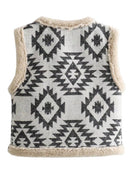 CH5470 Tribal Ethnic Faux Shearling Fur Gilet Waistcoat