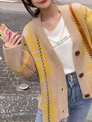 CH5502 CROSS STRIPED PATTERN CARDIGAN